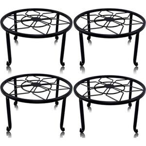4 Pack Metal Plant Stands for Flower Pot, Heavy Duty Black Iron Potted
